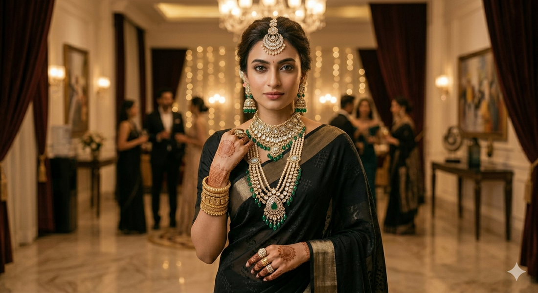 Artificial Jewellery for Black Saree Look – Styling Guide