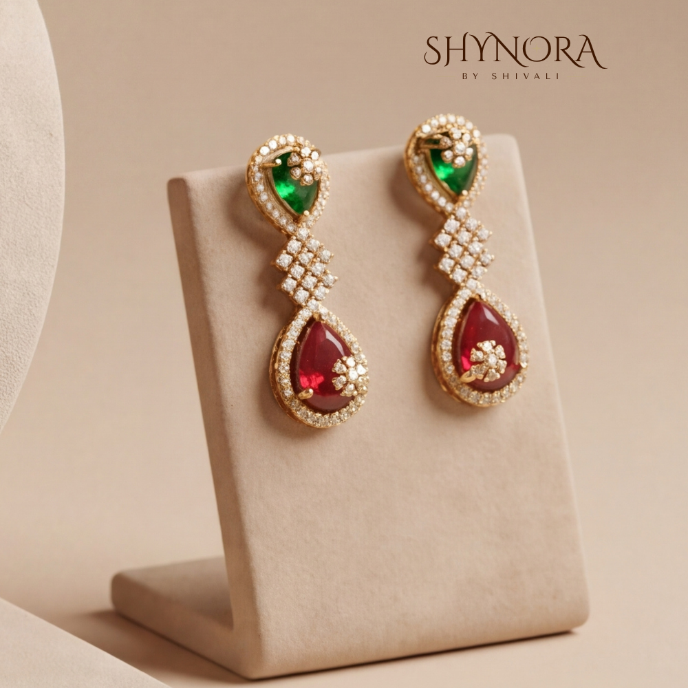 Multicolor Gemstone Pear Cluster Necklace Set – Shynora By Shivali