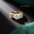 Leaf Cluster Round Centre Cocktail Ring – Shynora By Shivali