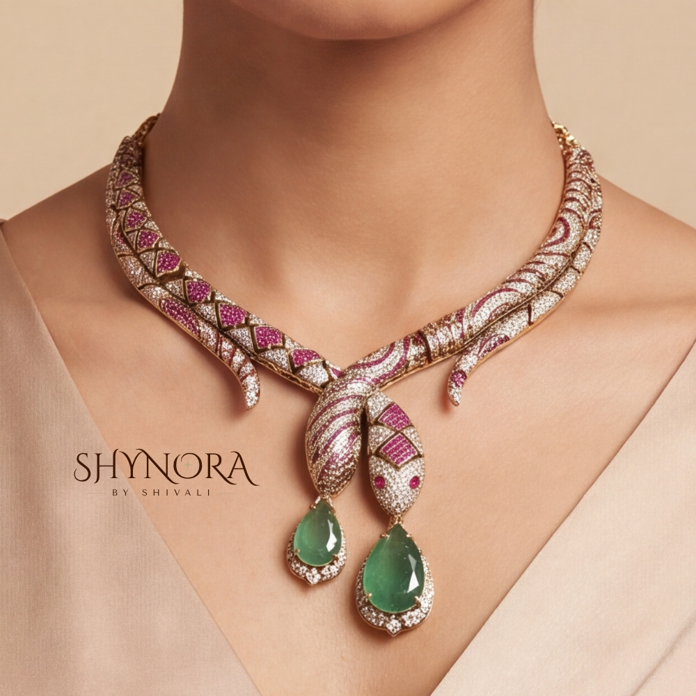 Regal Ruby Mehendi Polish Kundan Necklace Set – Shynora By Shivali