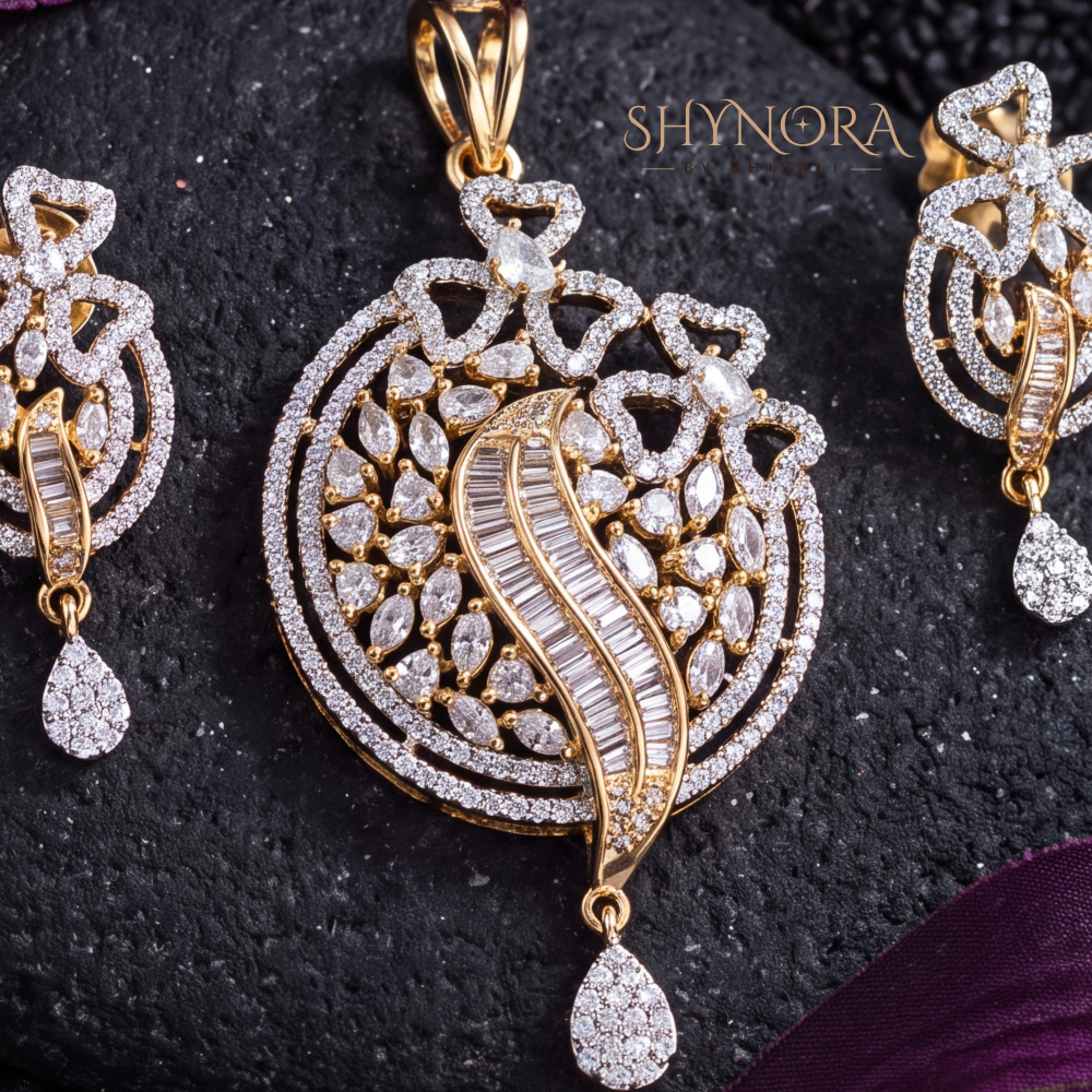 Heart Lattice Floral AD Pendant Set – Shynora By Shivali