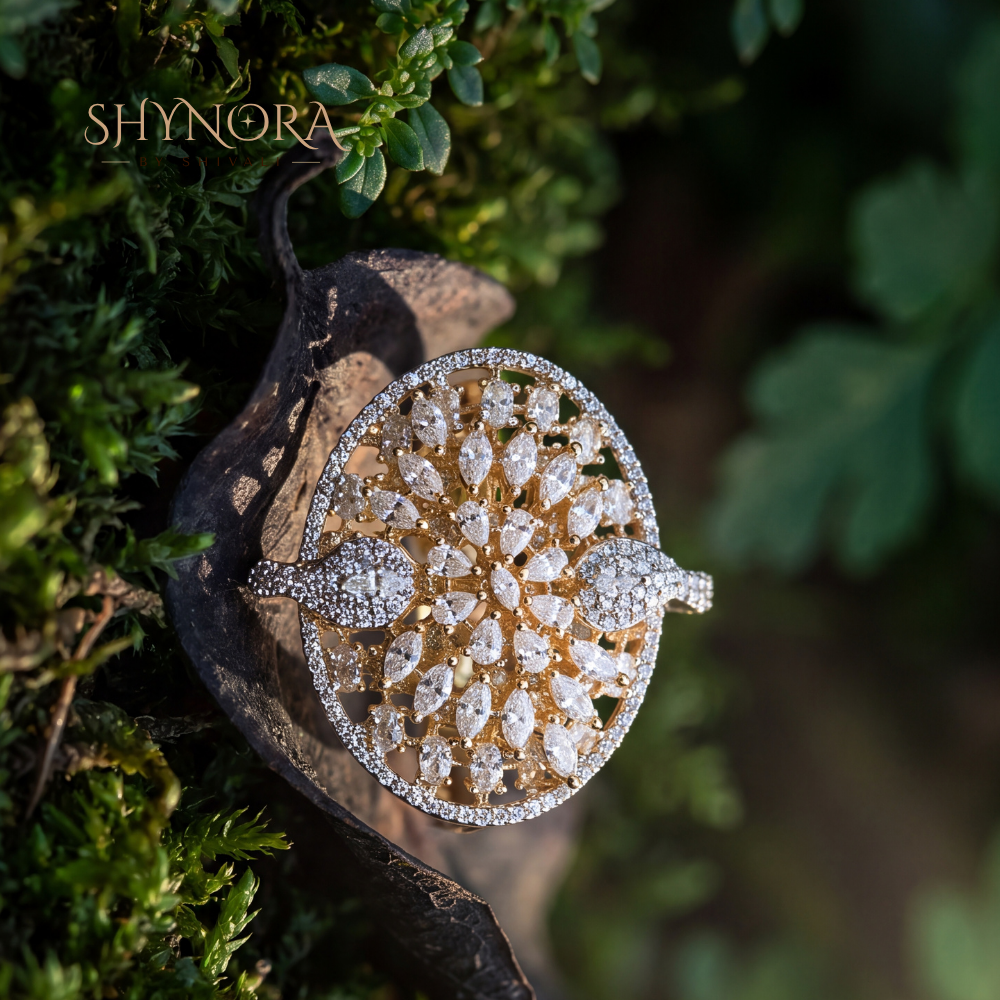 Oval Marquise Medallion Cocktail Ring – Shynora By Shivali