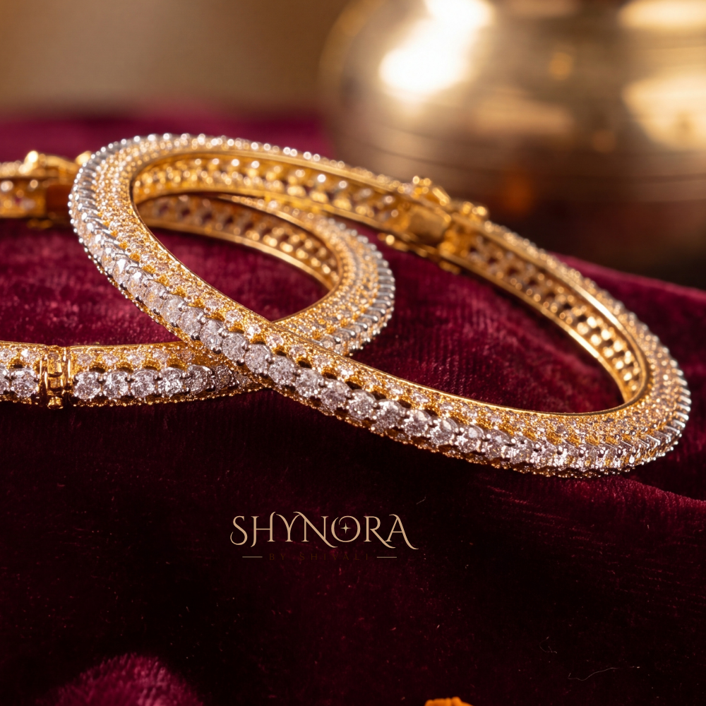 Pave Diamond Stacking Kada (Set of 2) – Shynora By Shivali