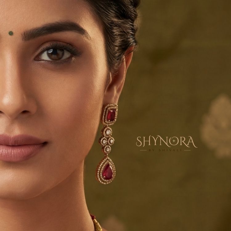 Ruby Red AD Necklace Set with Maang Tikka