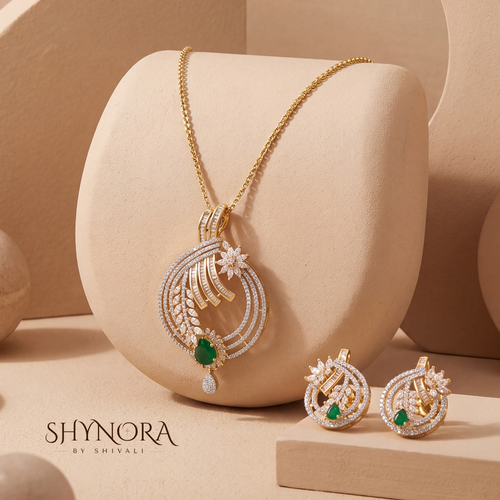 Emerald Starburst AD Pendant Set – Shynora By Shivali