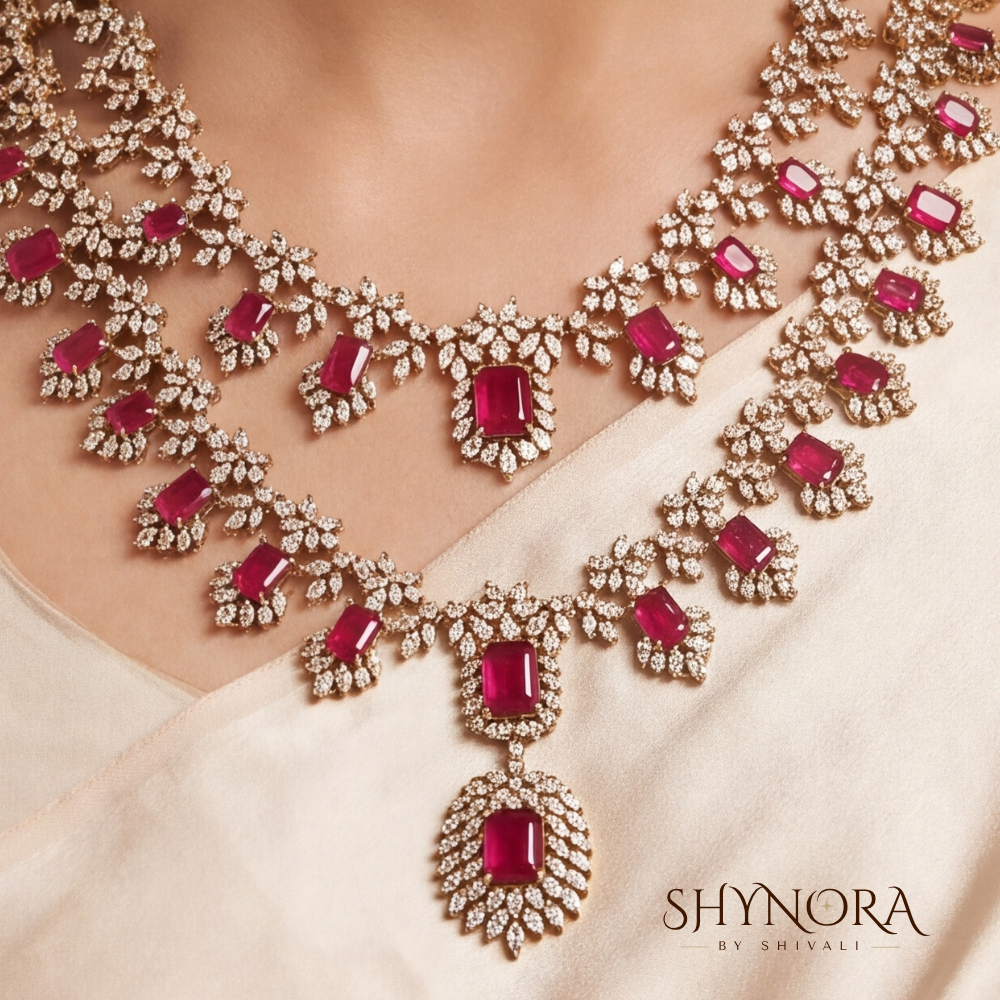 Ruby Three Layer Beaded Necklace Set – Shynora By Shivali