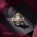 Emerald Pearl Starburst Adjustable Cocktail Ring – Shynora By Shivali