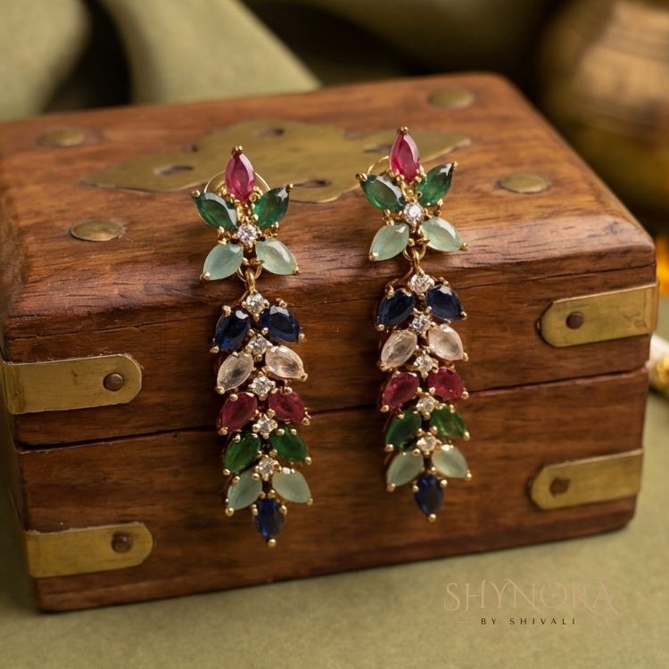 Multicolour AD Stone Necklace Set with Maang Tikka