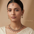 Heer Ruby Hanging Drops AD Necklace Set