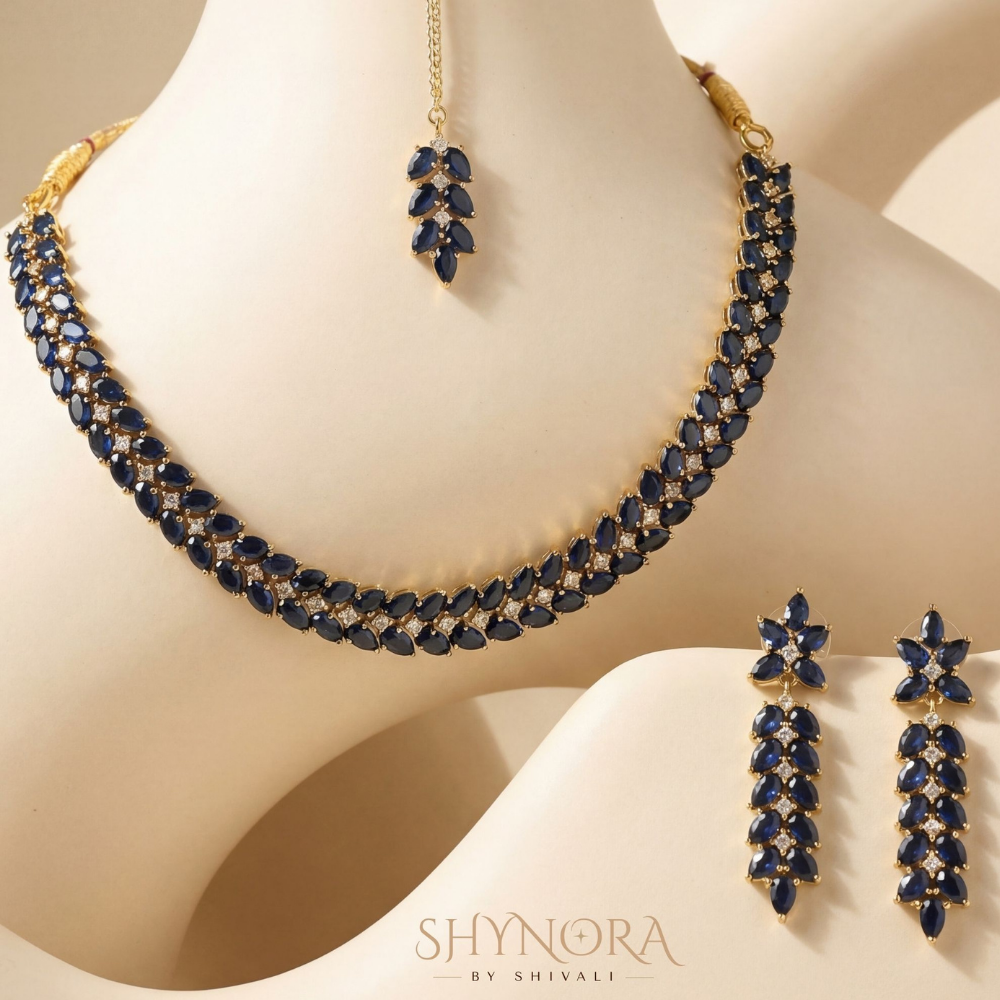 Sapphire Marquise Necklace Set – Shynora By Shivali