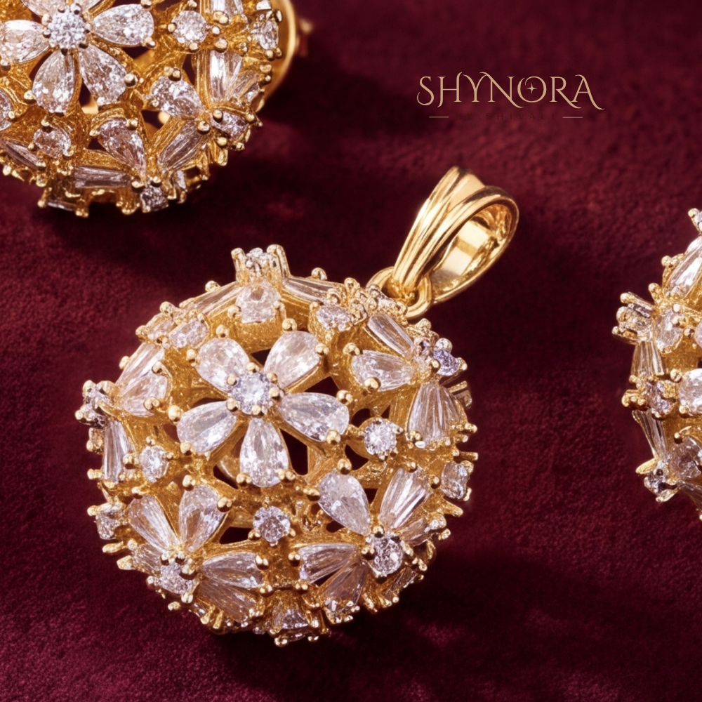 Round Floral Cluster Pendant Set – Shynora By Shivali