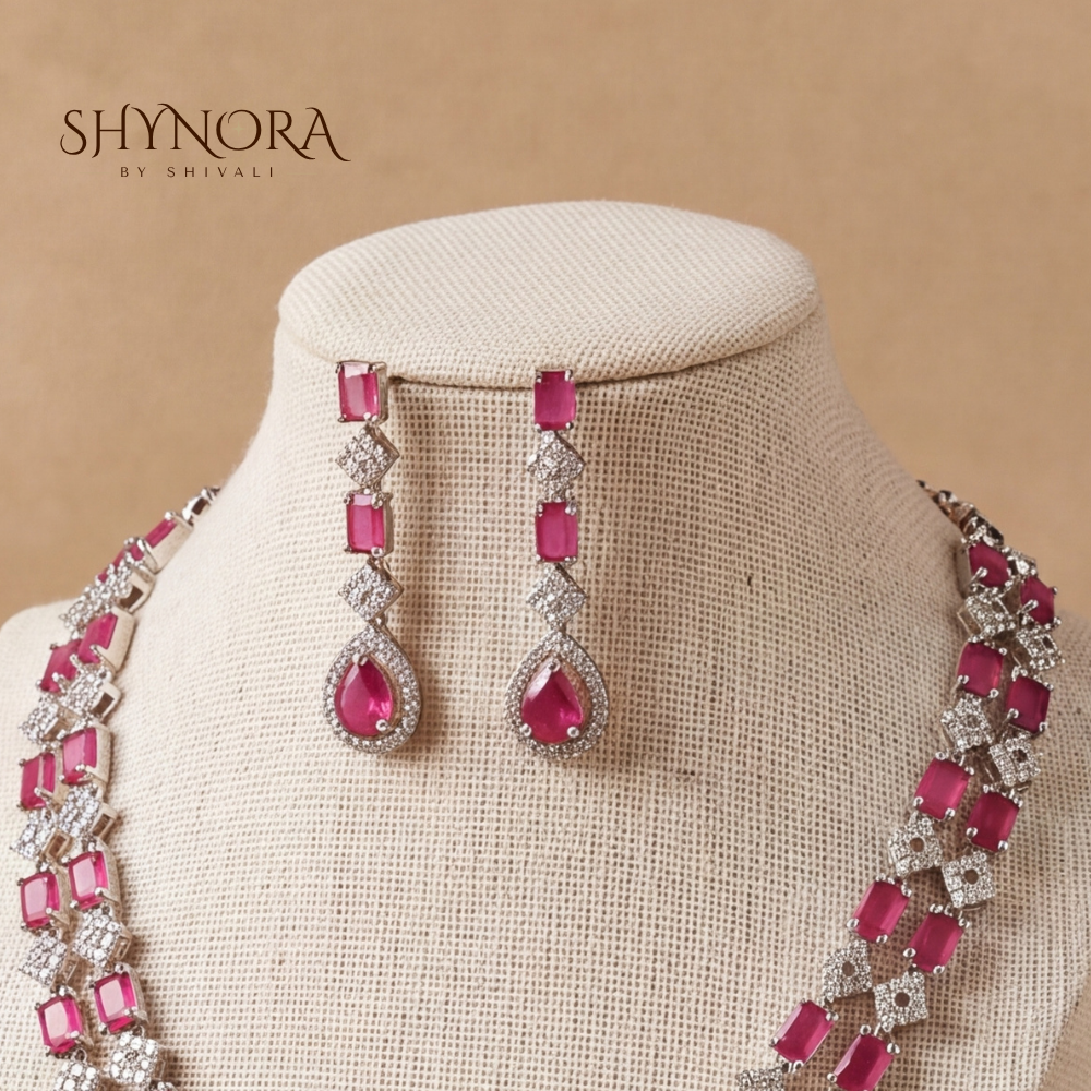 Ruby Double Strand Necklace Set – Shynora By Shivali