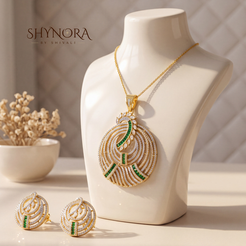 Heart Cutout Floral AD Pendant Set – Shynora By Shivali