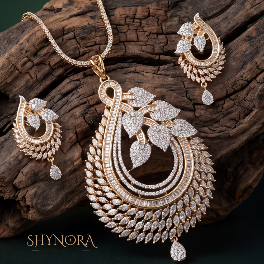 Floral Fan AD Pendant Set – Shynora By Shivali