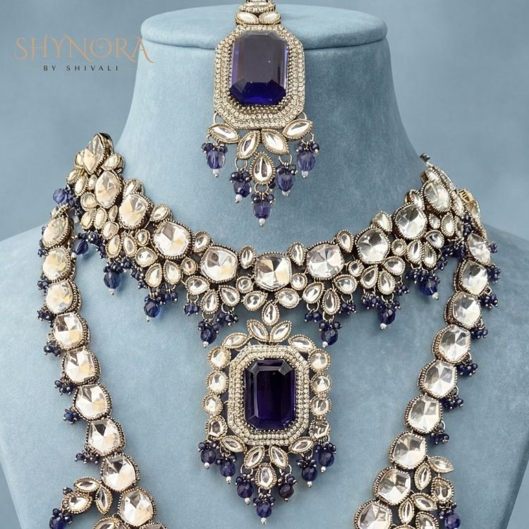 Noor-e-Neelam Royal Kundan Layered Necklace Set