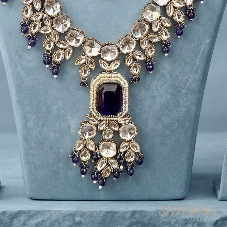 Noor-e-Neelam Royal Kundan Layered Necklace Set