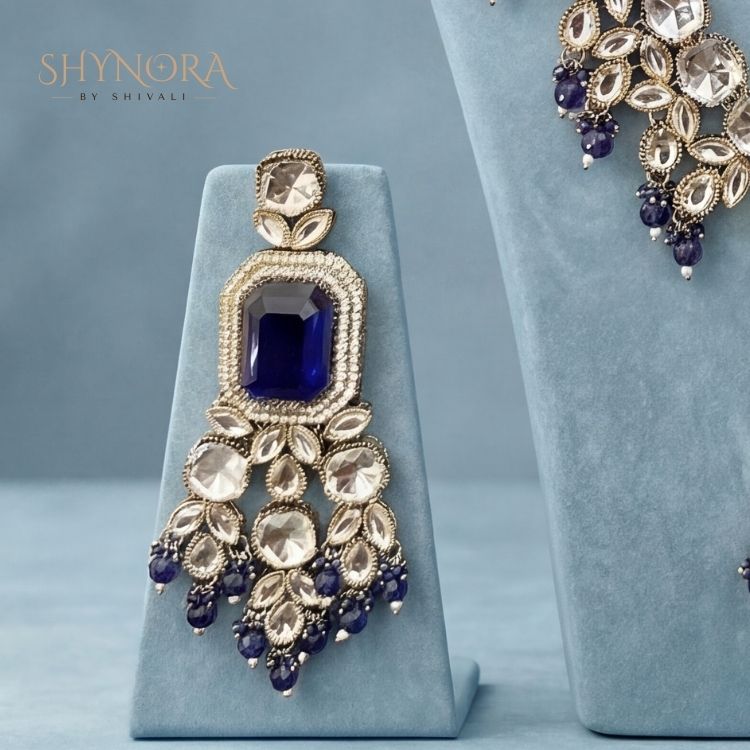 Noor-e-Neelam Royal Kundan Layered Necklace Set