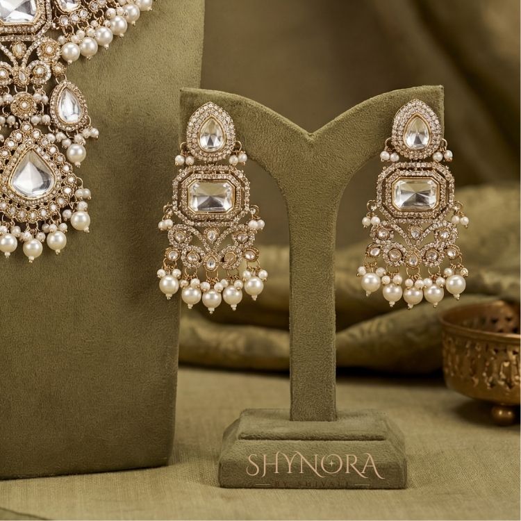 Zarqa Regal Kundan Pearl Bridal Set