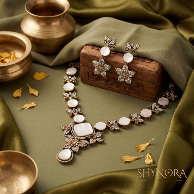 Ivory Bloom Pearl Shell Statement Set