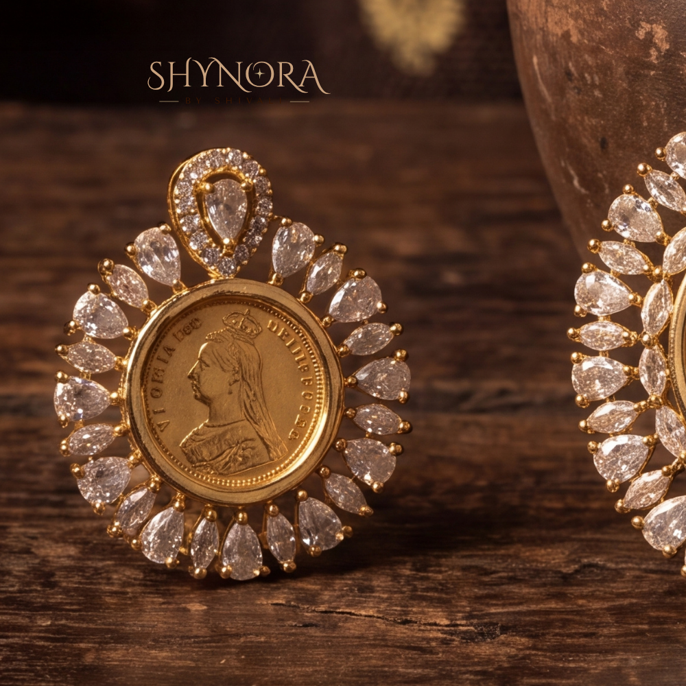 Antique Coin Halo AD Pendant Set – Shynora By Shivali