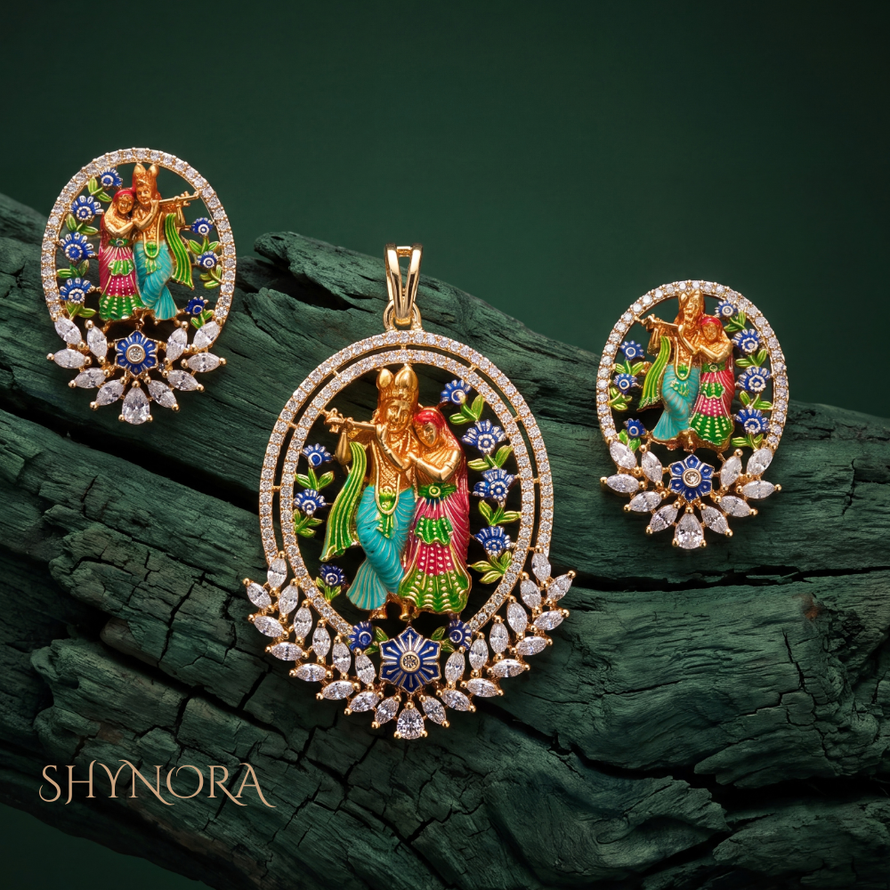 Radha Krishna Motif Pendant Set – Shynora By Shivali