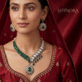 Zehra Emerald Veil Kundan Necklace Set