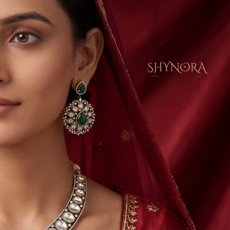 Zehra Emerald Veil Kundan Necklace Set