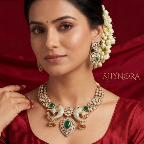 Mayura Emerald Crown Kundan Choker Set