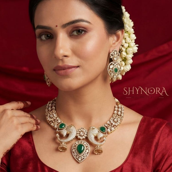 Mayura Emerald Crown Kundan Choker Set