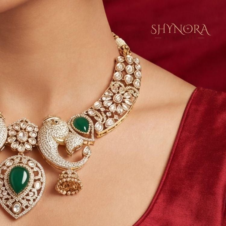 Mayura Emerald Crown Kundan Choker Set