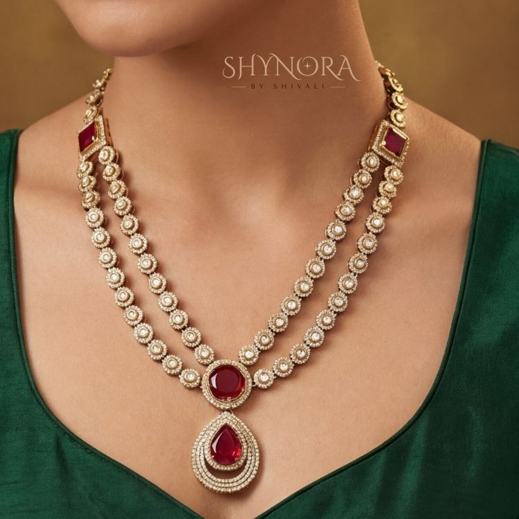 Ruhani Ruby Drop Kundan Necklace Se