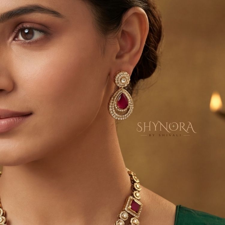 Ruhani Ruby Drop Kundan Necklace Se