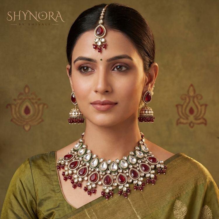 Noor-e-Gul Ruby Emerald Kundan Choker Set