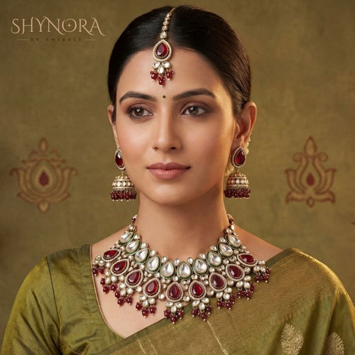Noor-e-Gul Ruby Emerald Kundan Choker Set