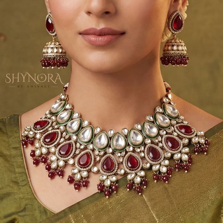 Noor-e-Gul Ruby Emerald Kundan Choker Set