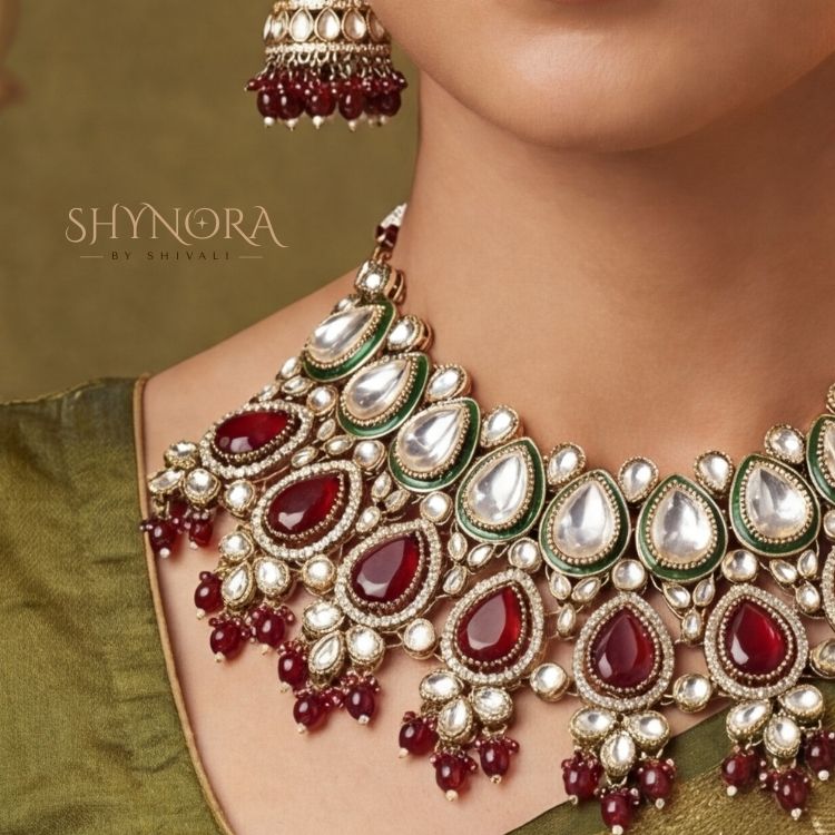 Noor-e-Gul Ruby Emerald Kundan Choker Set