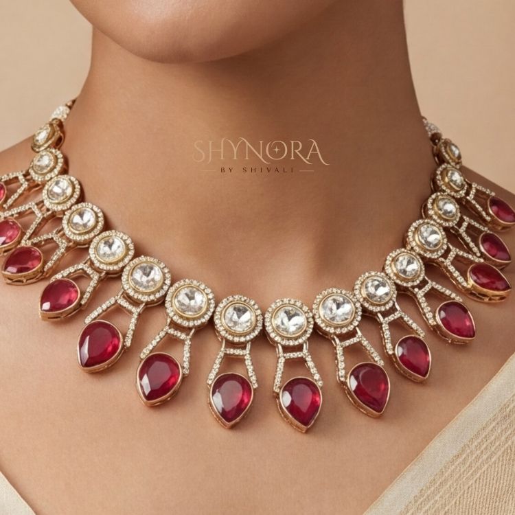 Laal Noor Ruby Drop Choker Set