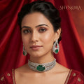 Zeenat Emerald Crystal Choker Set