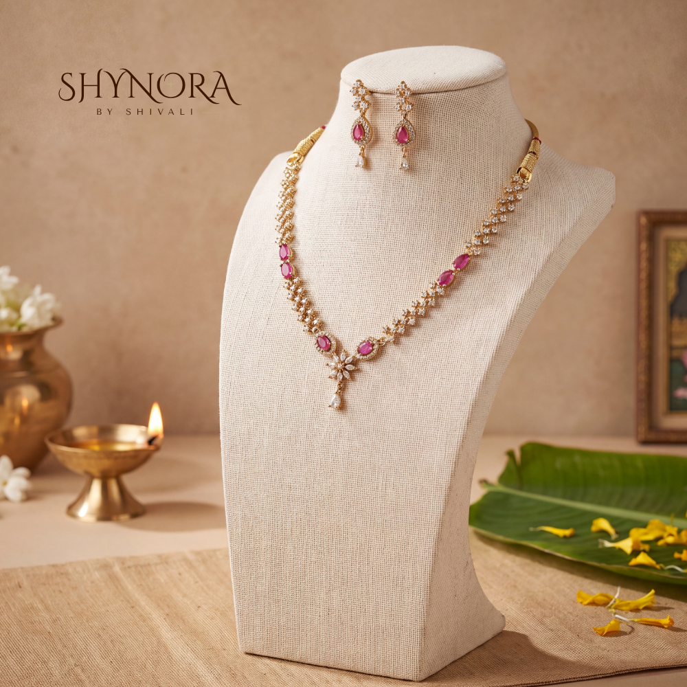 Ruby Diamond Lattice Necklace Set – Shynora By Shivali