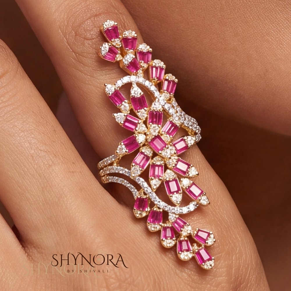 Ruby Fan Leaf Adjustable Ring – Shynora By Shivali