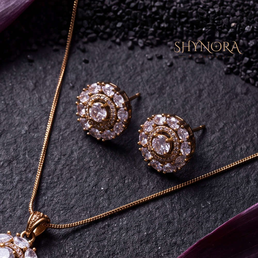 Round Cluster Pendant Set – Shynora By Shivali