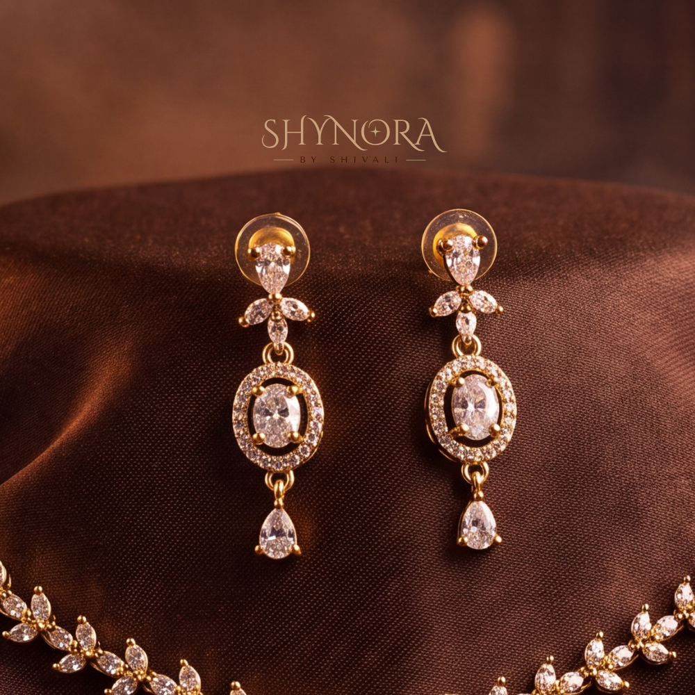 Oval Halo Trio Necklace Set – Shynora By Shivali
