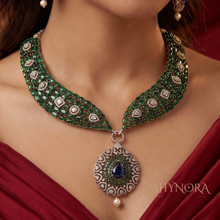 Naayra Emerald Heritage Necklace Set