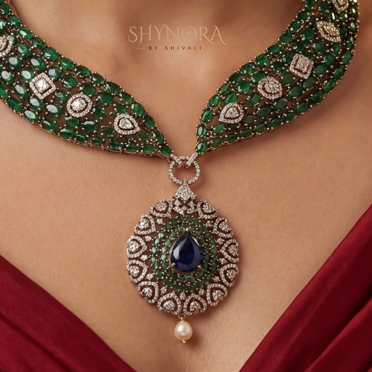 Naayra Emerald Heritage Necklace Set