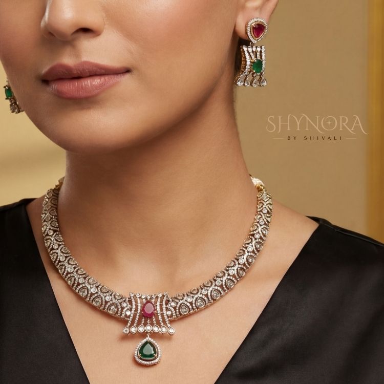 Aarohi Ruby-Emerald Kundan Choker Set