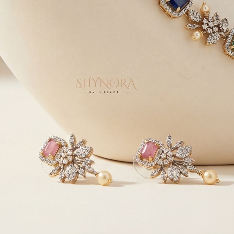 Zarina Multicolour Gem Bloom Long Necklace Set