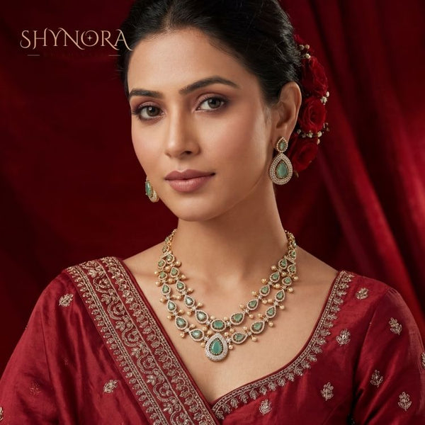 Aafreen Mint Teardrop Pearl Necklace Set