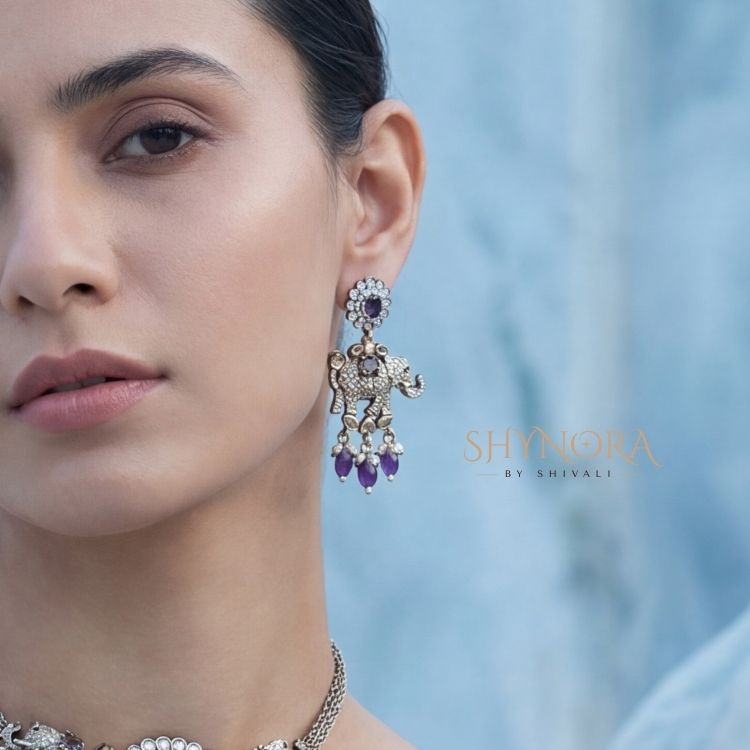 Rajwada Amethyst Elephant Choker Set