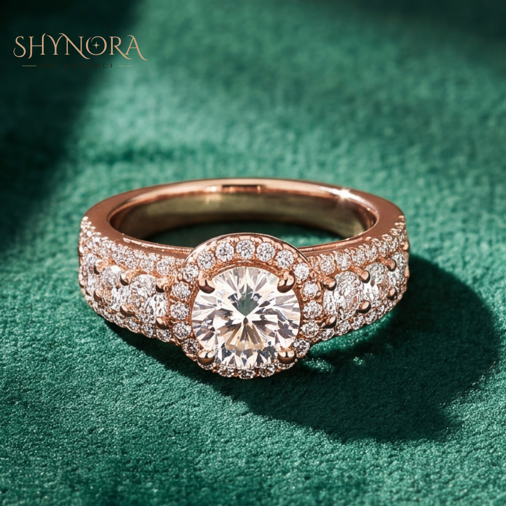 Round Halo Twist Cocktail Ring – Shynora By Shivali