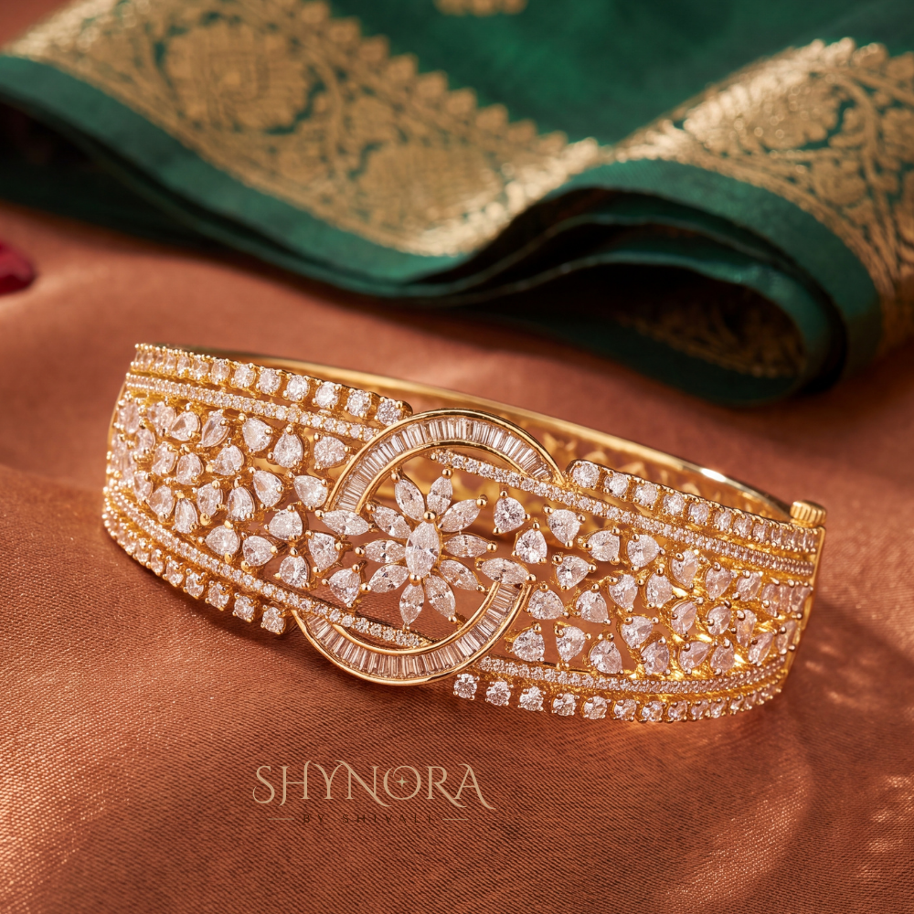 Floral Baguette Wide Kada – Shynora By Shivali